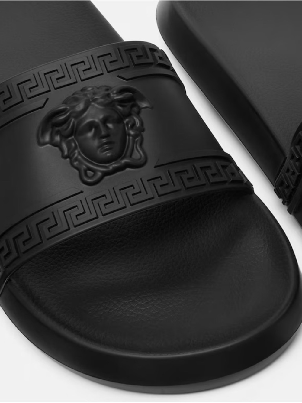 Versace Black Medusa Embossed Slide Sandals